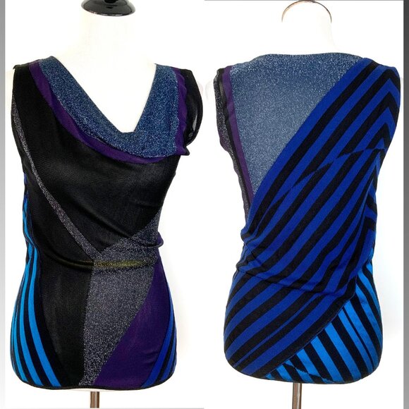 Gucci Cowl Neck Mix Media Knit Sleeveless Top Sz 6-8 - Picture 2 of 16